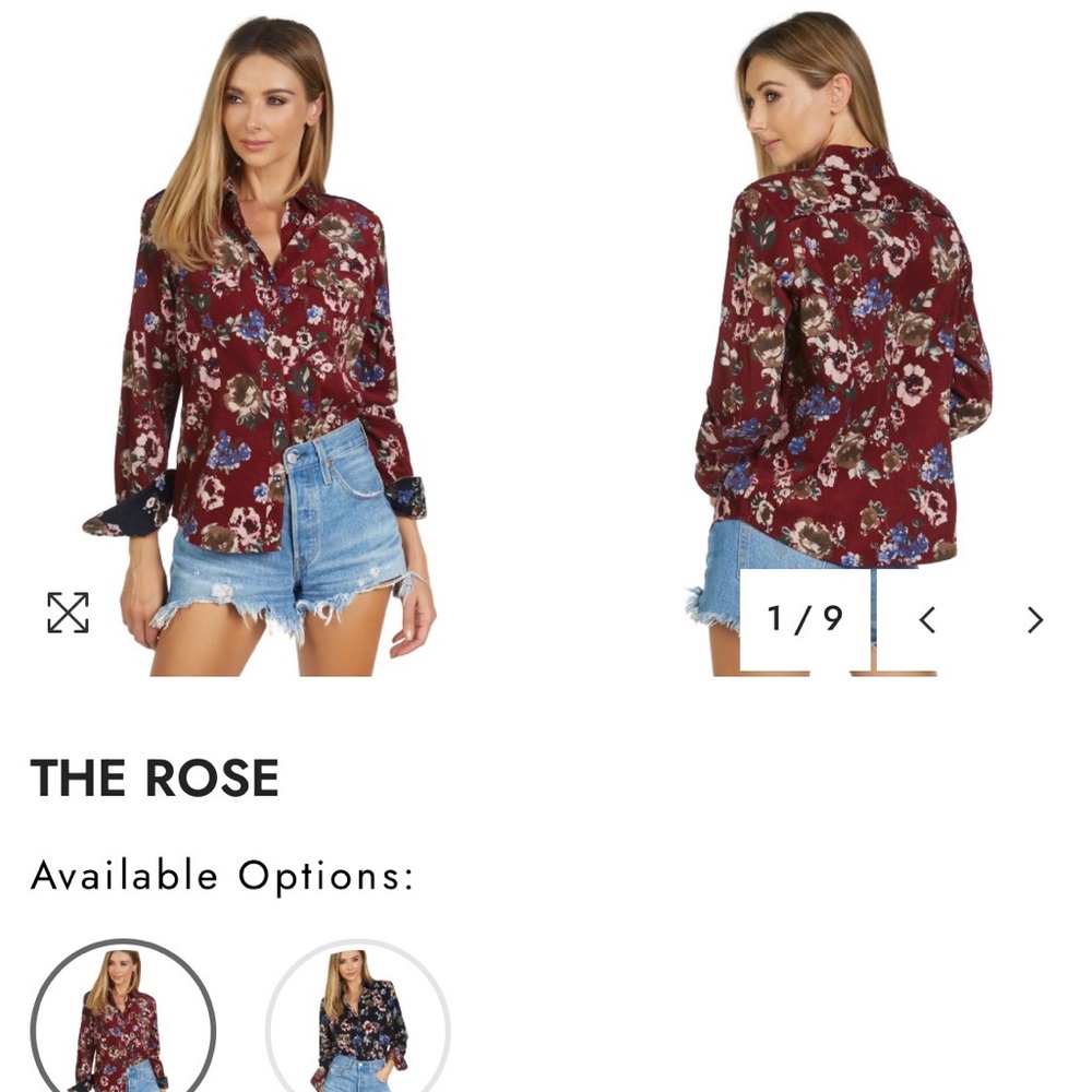 The Rose Women's Floral Button-Down Shirt - Burgundy